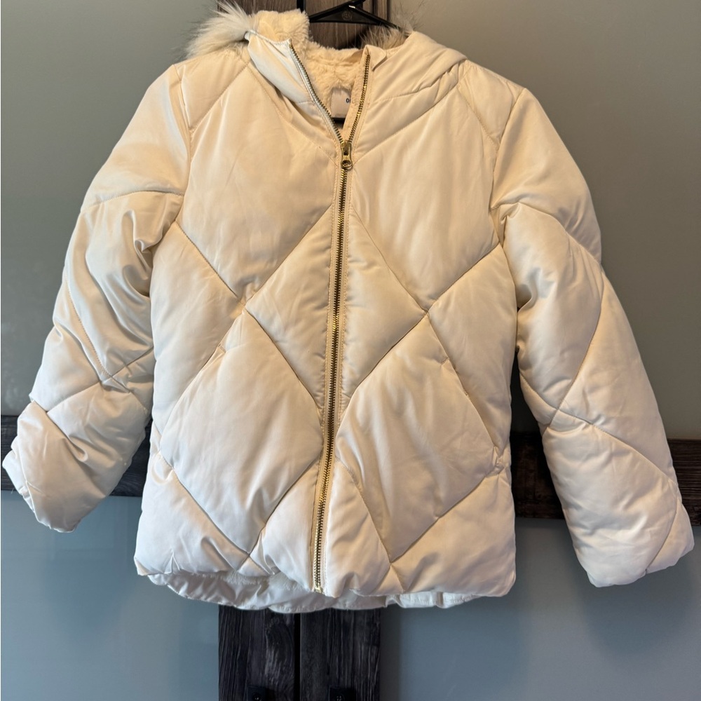 Old Navy Frost-Free Faux-Fur Lined Hooded Puffer Jacket for Girls Size: L 10-12